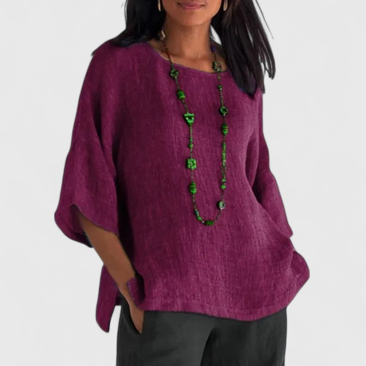 Round Neck 3/4 Sleeve Blouse for Women – Serena