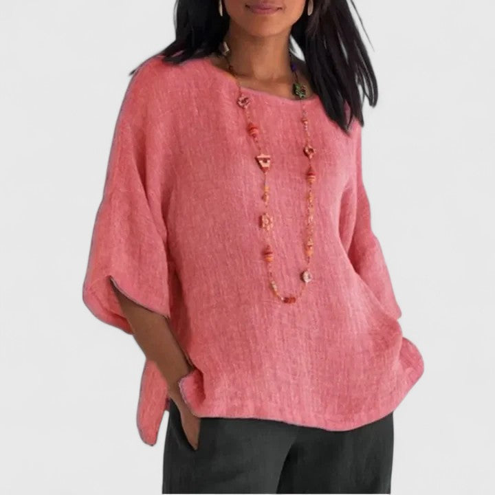 Round Neck 3/4 Sleeve Blouse for Women – Serena