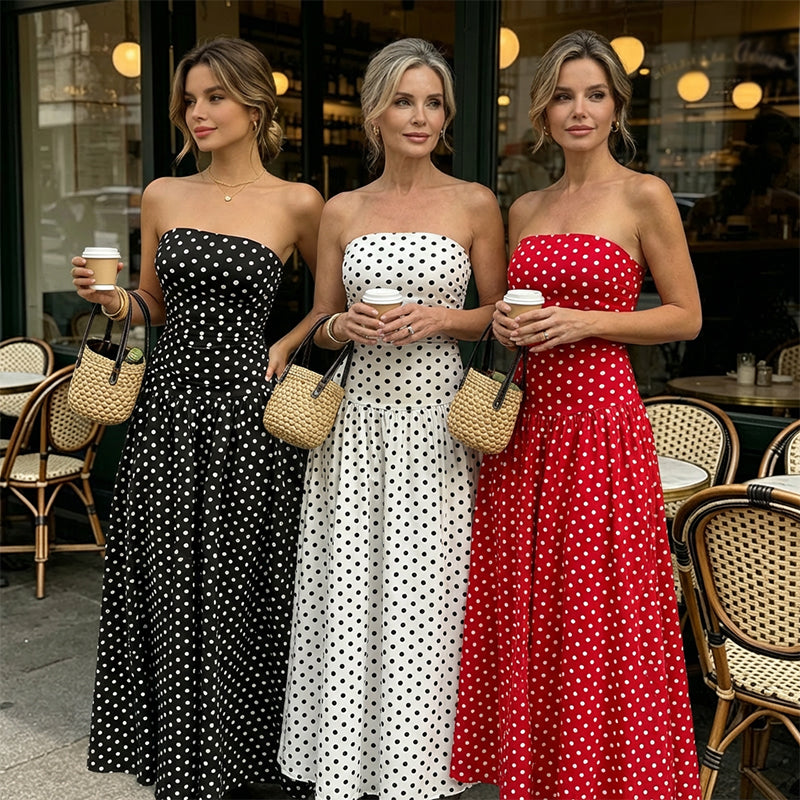 Polka Dot Strapless Dress – Timeless Summer Elegance