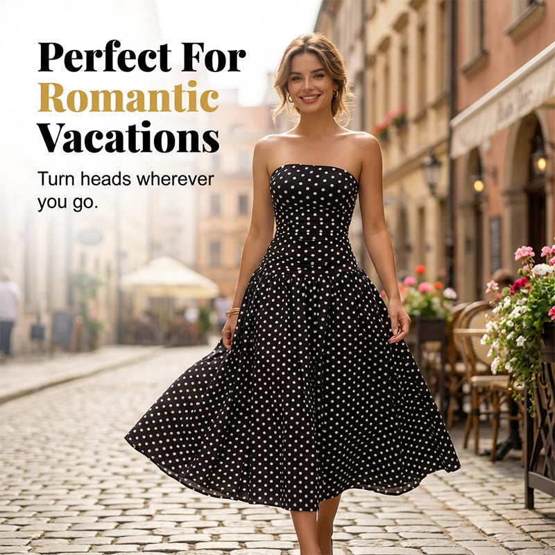 Polka Dot Strapless Dress – Timeless Summer Elegance