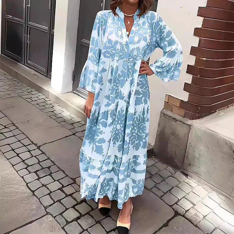 Floral Midi Dress for Women – Long Sleeve Valencia