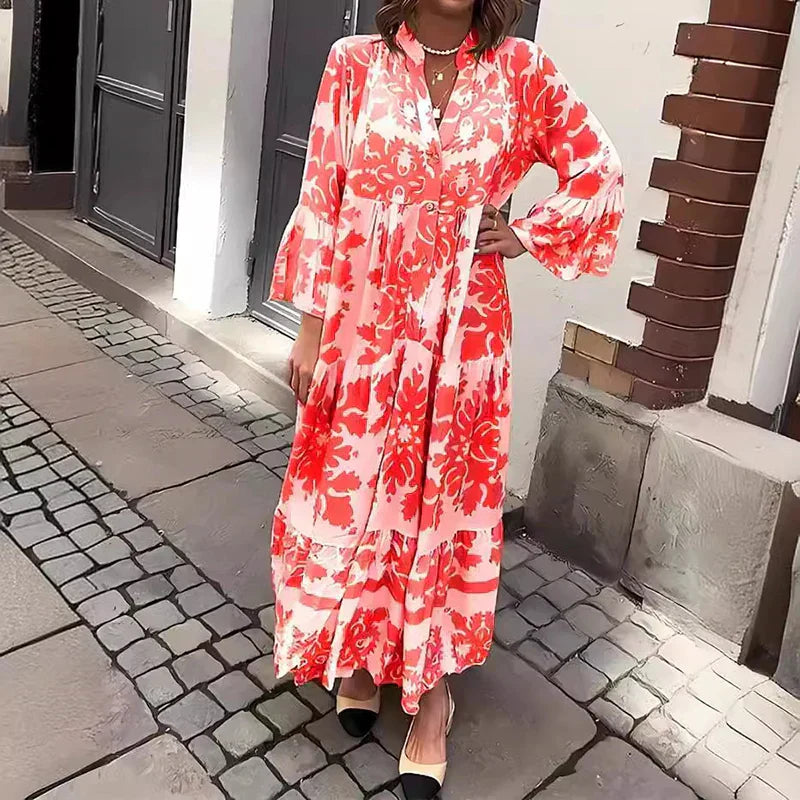 Floral Midi Dress for Women – Long Sleeve Valencia