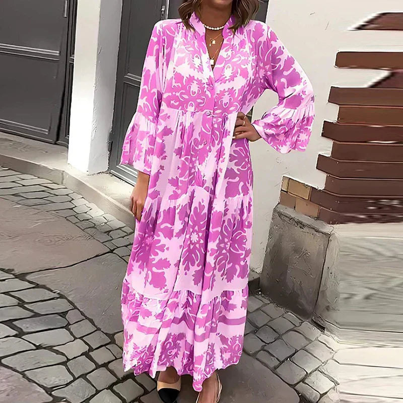 Floral Midi Dress for Women – Long Sleeve Valencia