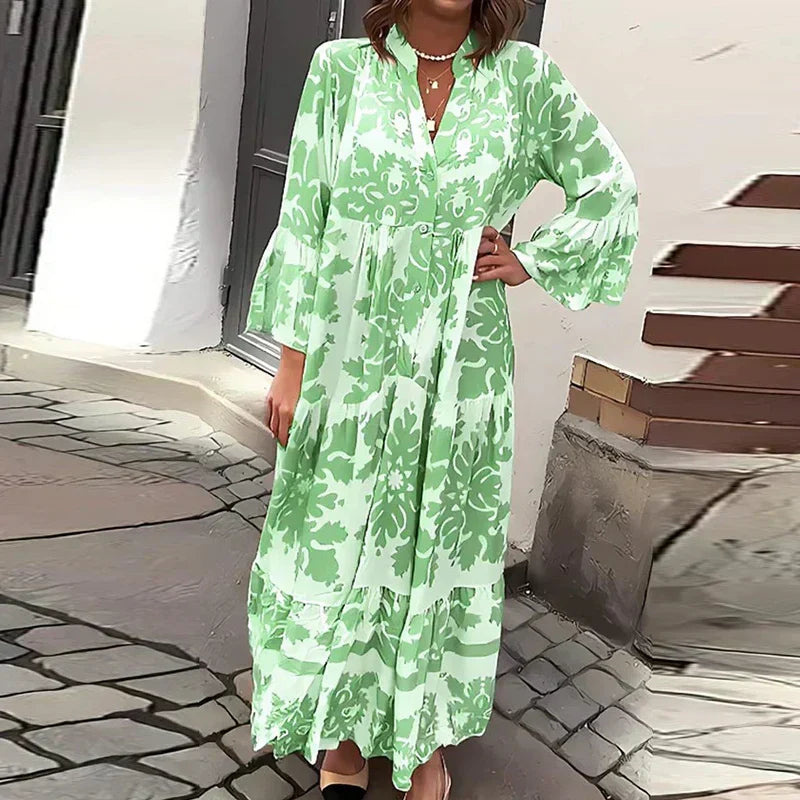 Floral Midi Dress for Women – Long Sleeve Valencia