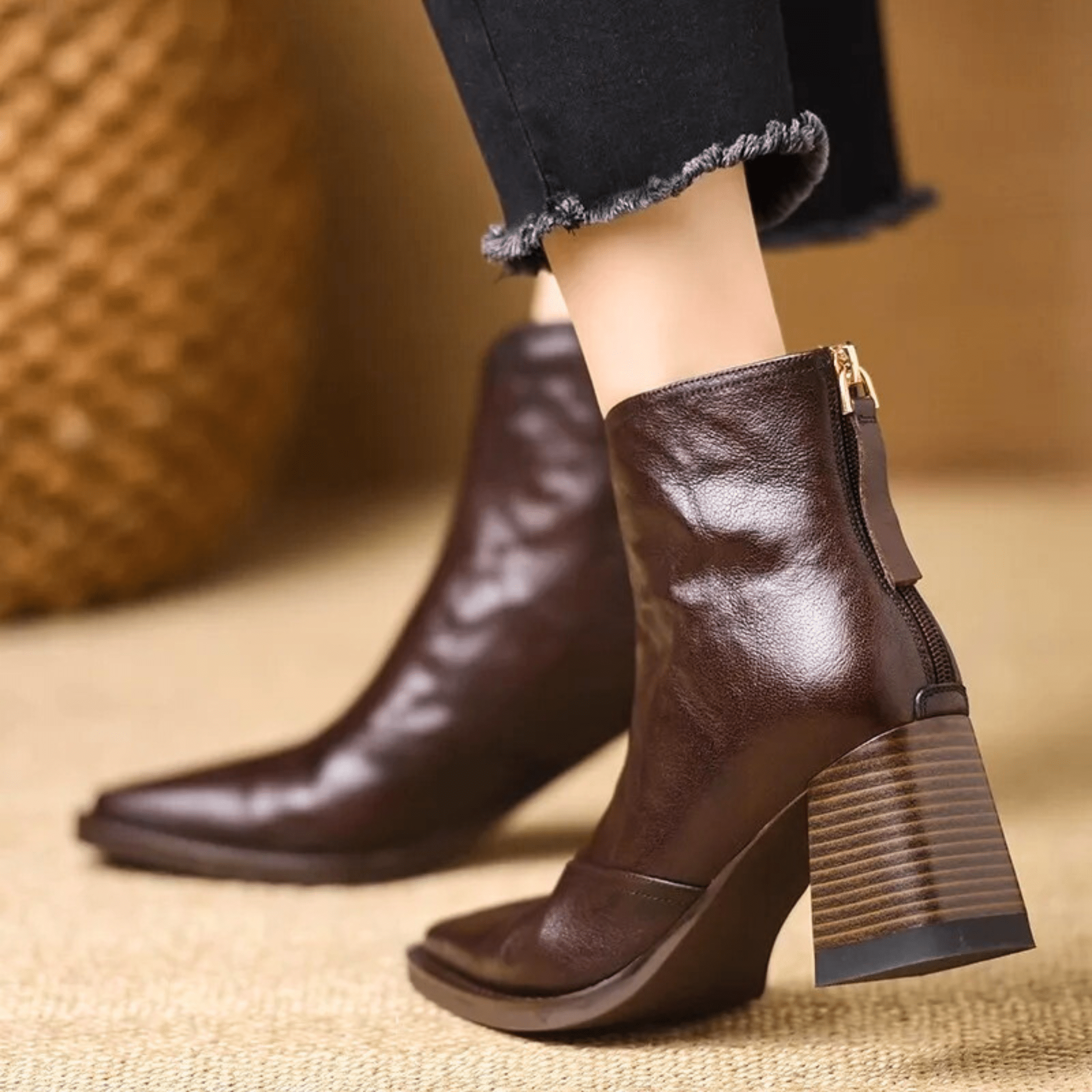 Elaine | Luxury Ankle Boots with Mid-Heel
