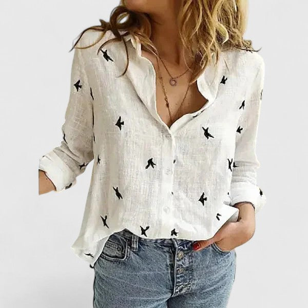 Floral V-Neck Long Sleeve Blouse for Women – Winifred