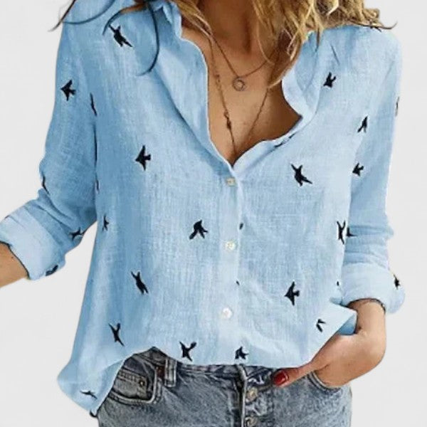 Floral V-Neck Long Sleeve Blouse for Women – Winifred