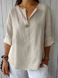 Women's V-Neck Casual Linen Blouse